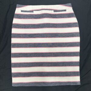 Halogen Size 4 Striped Pencil Skirt Blue Pink Crème Short Preppy Academia